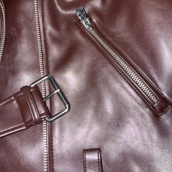 Aritzia oversized ox blood vegan leather jacket size medium - Picture 5 of 11